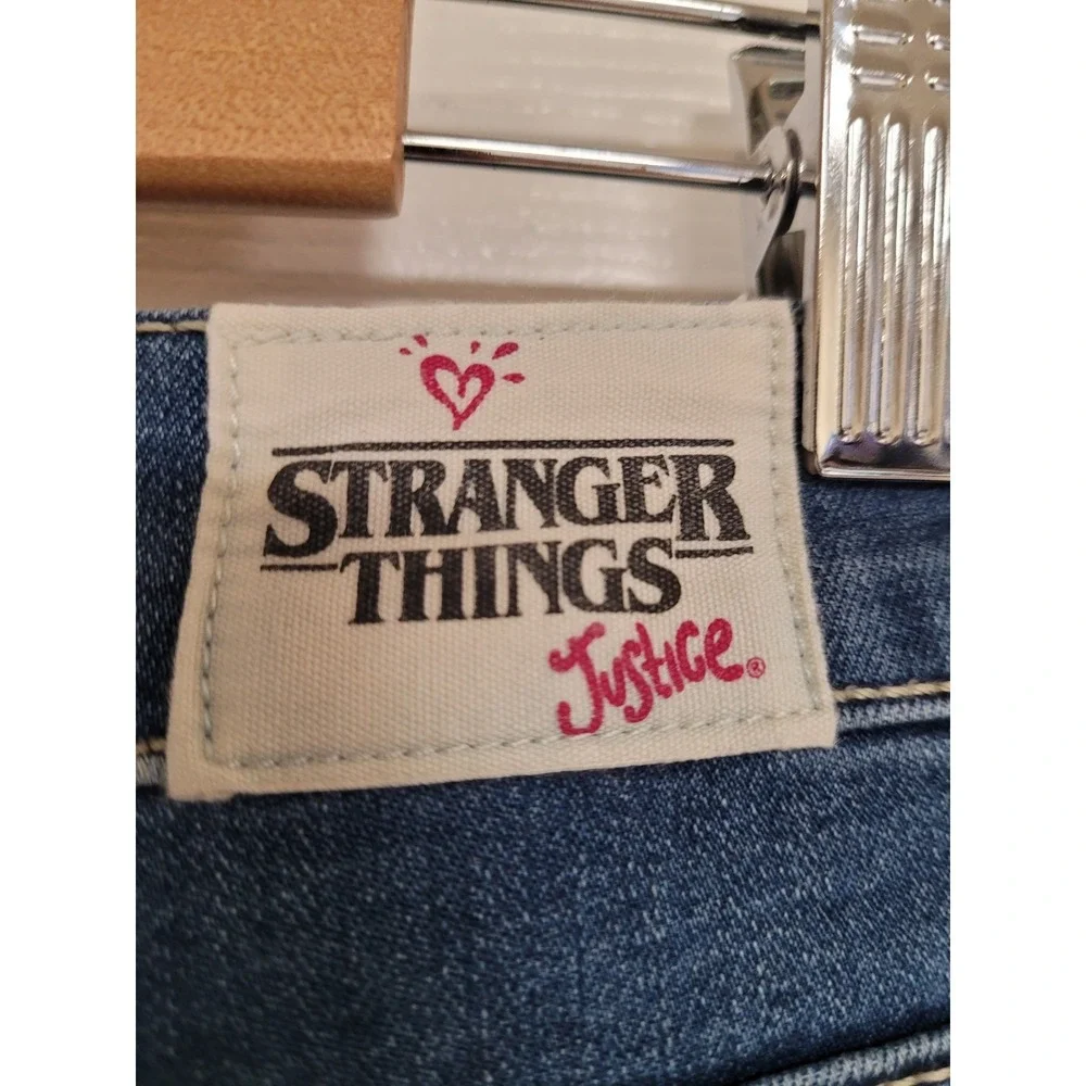 Justice Stranger Things Youth Mini Mom Jeans Size 18 Smiley Peace Signs‎ 28X24